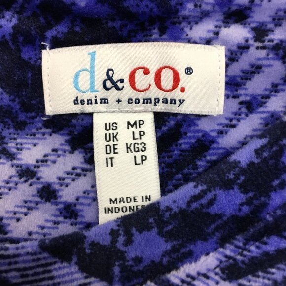 NEW Denim & Co. Women's Blue Plaid Top Velour Pullover Long Sleeves Hi Low Hem M - Picture 7 of 10